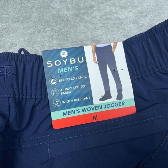 Soybu Mens Woven Jogger Medium Blue Lightweight Elastic Waistband a0411 - Picture 8 of 10